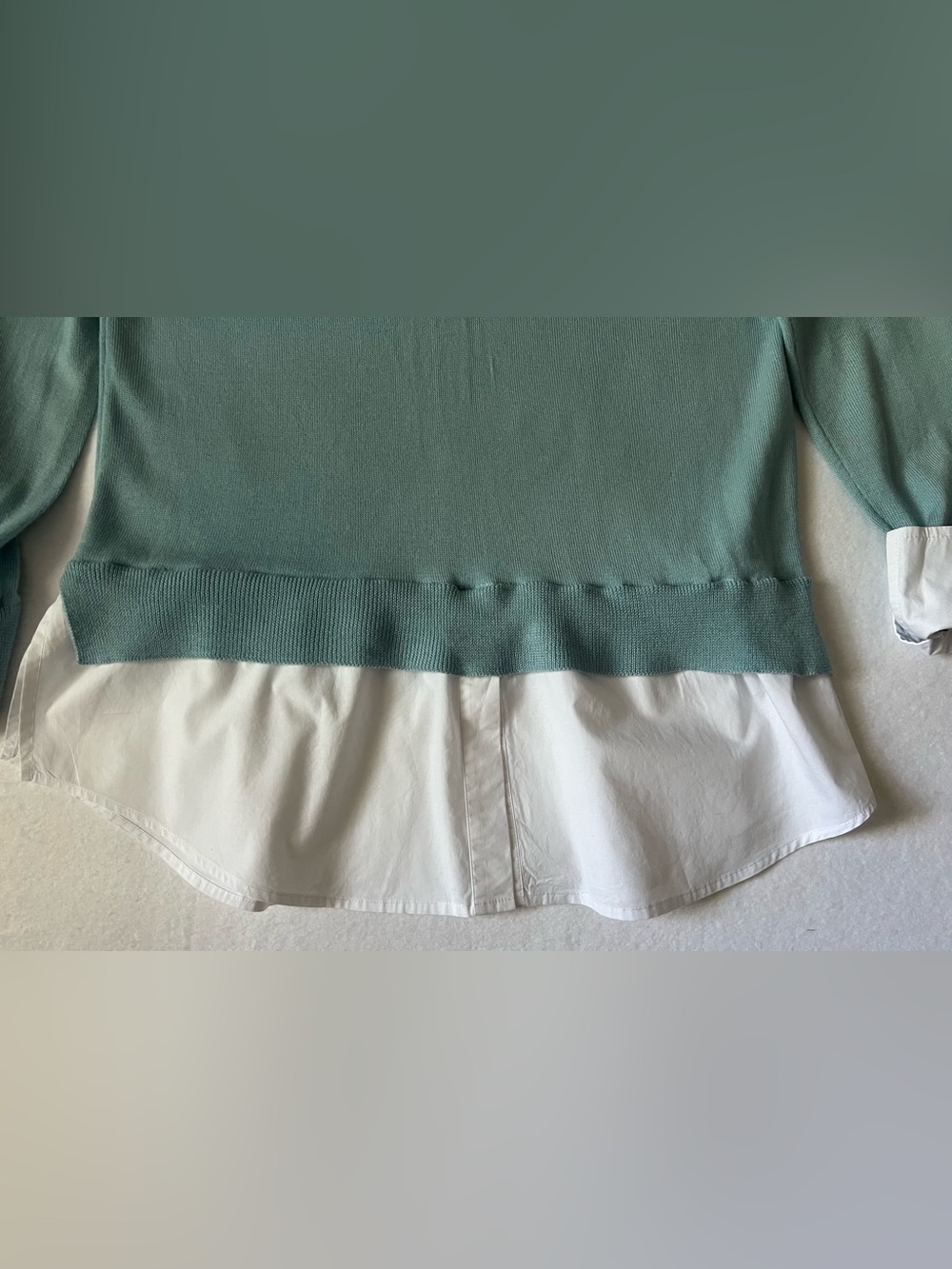 Pearl By Lela Rose 2-in-1 Layered Merino Wool Sweater Size M, Lt.. Turq., EUC - Picture 5 of 16